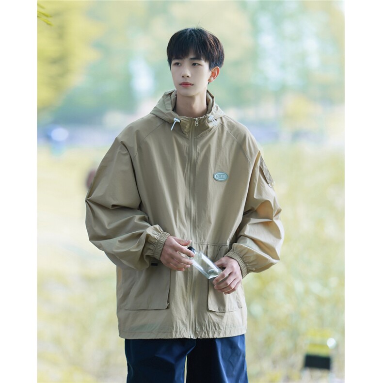 港风工装大口袋防晒衣男四角星金属点缀防晒服男FS77009P50控78，男装防晒衣，星座227-7