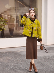 现货！水貂毛冬季新款女装2025年时尚气质优雅印花新中式90%外套图片