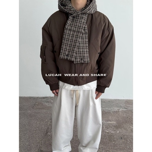 1506/QMY180/P89美式复古冬季加厚双面穿格子棉服图片