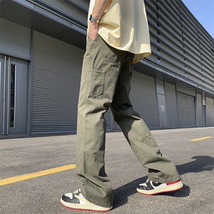 夏季美式高街vibe铆钉伐木裤男款宽松直筒休闲工装裤D0987  P55图片