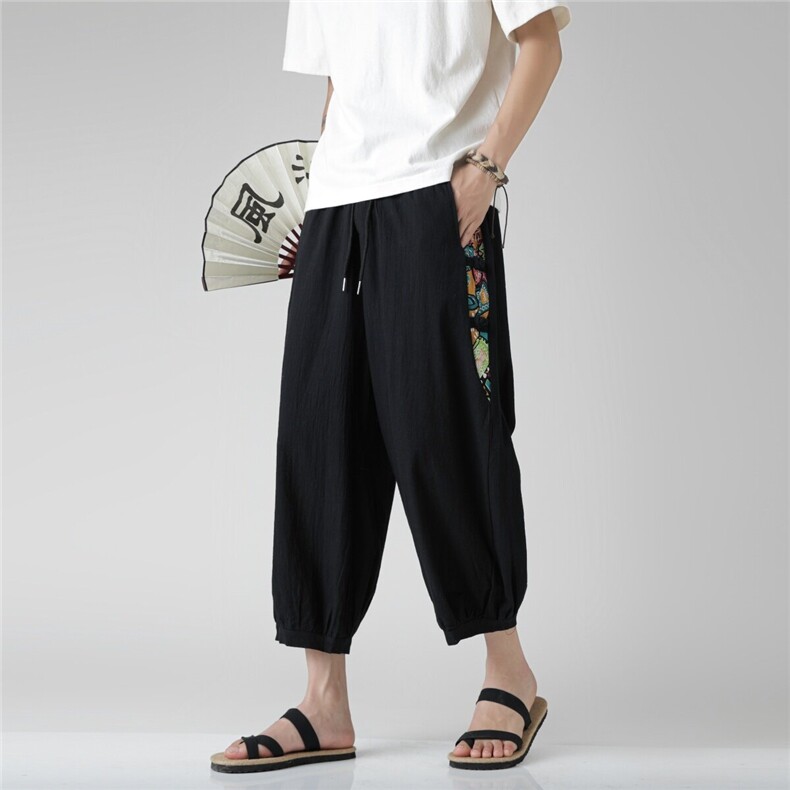 2025夏装新款尼泊尔沙滩裤盘扣风民族风碎花薄款K383-P55，男装民族服装，电商A057B
