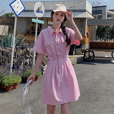 2023夏装新款气质时尚显瘦休闲小个子甜美女生棉牛仔裙，女装连衣裙，韩蜜菓