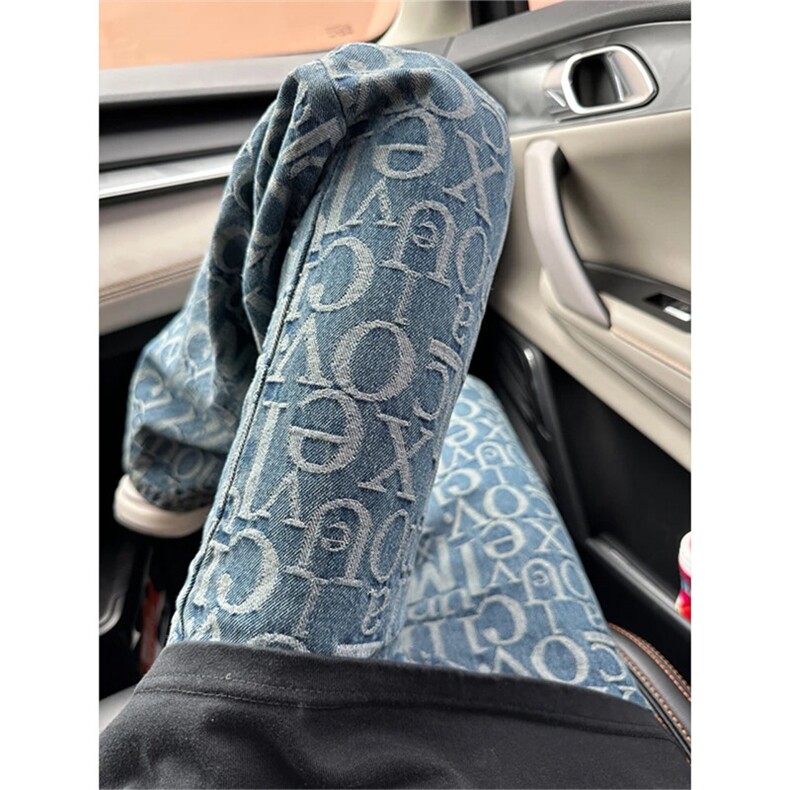 1014-1-KZ8053-P45-夏季美式高街vibe风裤子直筒弯刀微喇裤,男装牛仔裤,星座1014-1