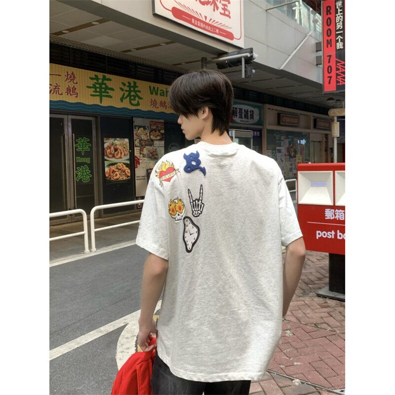 DK96HH-特P40cleanfit美式复古短袖t恤高级感痞帅半袖,男装T恤,星座1007（原301D）