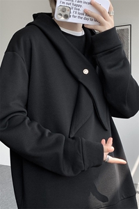 秋冬男士韩系学院风设计自带领带cleanfit长袖卫衣纯色上衣卫衣图片