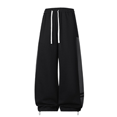 春秋侧边撞色美式高街潮牌直筒阔腿抽绳裤X1520特批：42：78，男装休闲裤，星座718