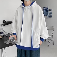 港风撞色潮牌休闲百搭运动外套春秋季日系连帽卫衣男W6610-P45，男装卫衣，星座512-2