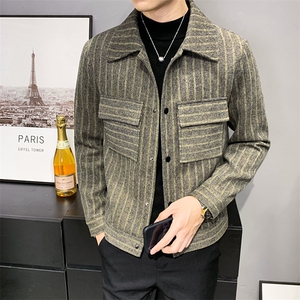 312A-5-1202-P125  春季新款妮子毛呢休闲夹克外套男呢子大衣A图片