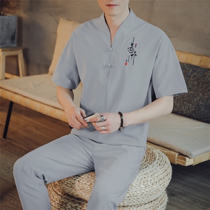 夏季套装男士两件套风复古唐装名族风T恤A334-TZ025-P55图片