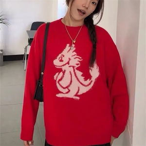 2024新款潮牌毛衣女宽松外穿圆领套头长袖秋冬图片