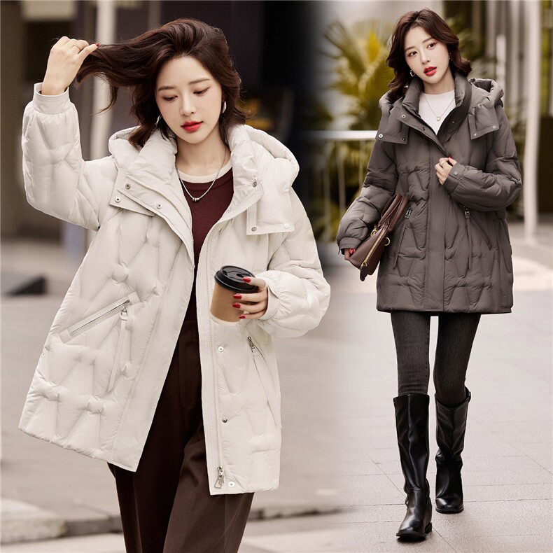 2025年冬季新款90白鸭绒修身显瘦休闲羽绒服女，女装羽绒服，阳光伊恋