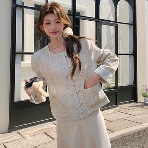 小香风米色短外套女春秋2025新款甜美国风上衣经典款独特漂亮气质图片