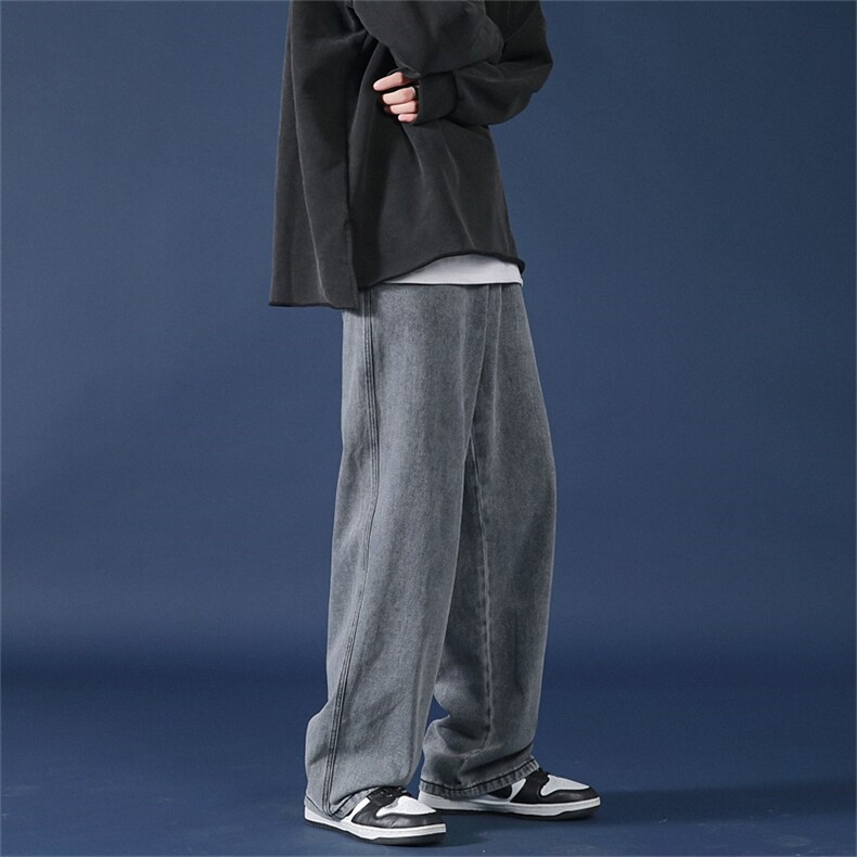 牛仔裤男宽松直筒裤子ins港风阔腿拖地休闲裤 A080-9280-P35控48,男装牛仔裤,电商A080