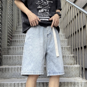港风牛仔短裤夏季百搭宽松五分裤休闲帅气直筒裤FM885 P36图片