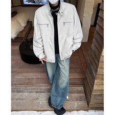 26春装高品质老钱风立领夹克外套男女美式潮牌拉链工装风宽松上衣，男装夹克，电商A486