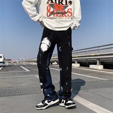 潮流春季牛仔裤男牛仔长裤泼墨涂鸦牛仔裤N202P42，男装牛仔裤，星座1116-2