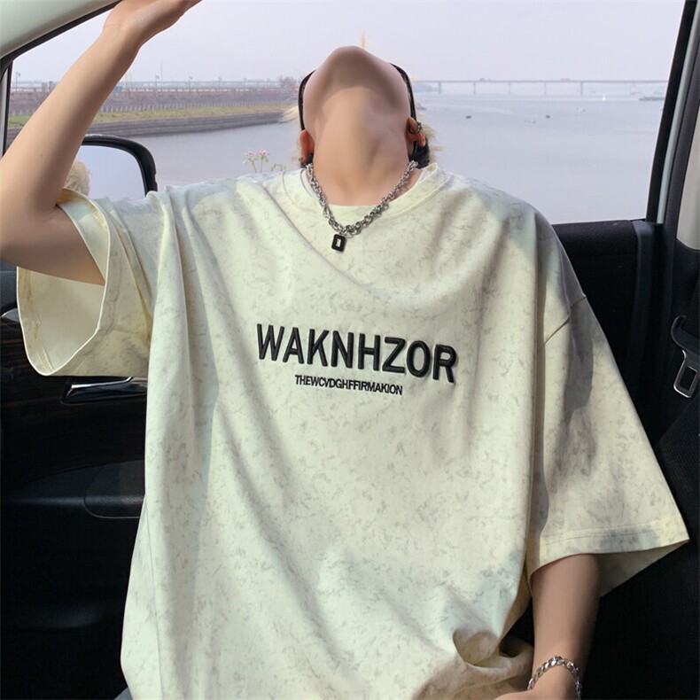 ！2026夏季新款男士潮牌短袖T恤字母刺绣半袖T2548特P28图片