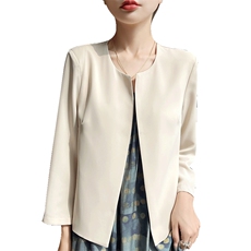 25年春夏西装外套女圆领气质小个子醋酸短款绿色休闲西服开衫上衣，女装西装，圣丽羊绒