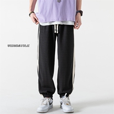 2023夏新款无影墙华夫格男织带宽松大码休闲束脚九分裤K23659-P40，男装休闲裤，电商A082