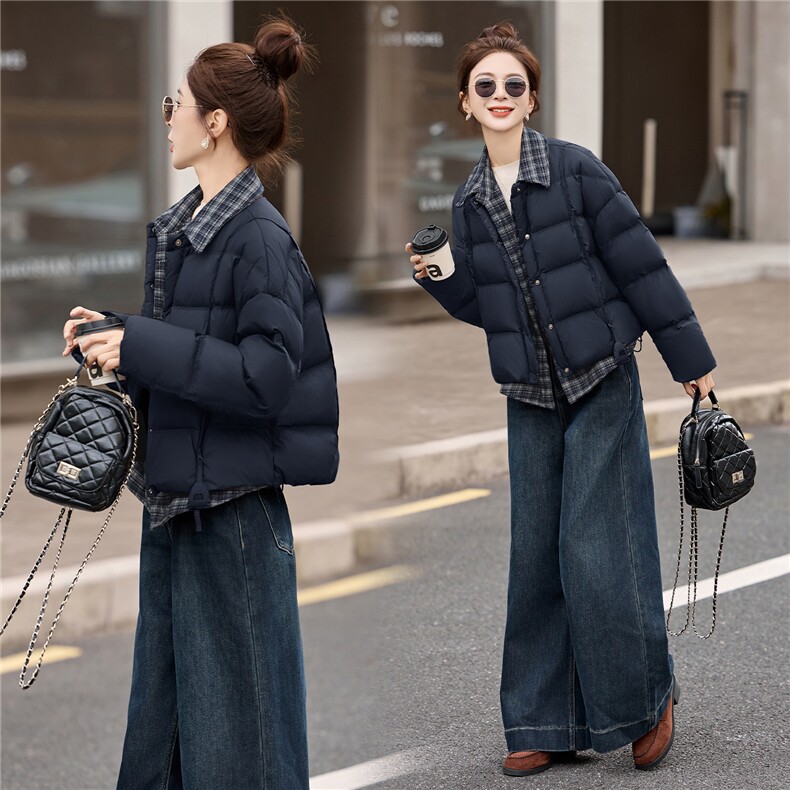 现货假两件套羽绒服女2025年冬季新款女装时尚休闲泡芙羽绒服图片