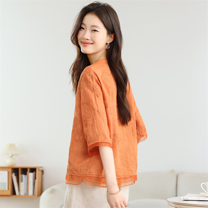 苎麻休闲女夏季新款宽松时尚亚麻高级感洋气铅笔裤衬衫，女装衬衫，独衣靓