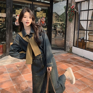 春秋季牛仔连衣裙女中长款图片