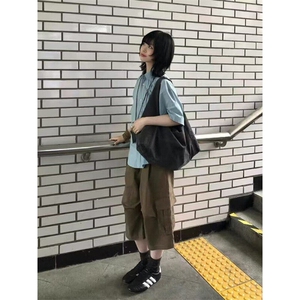 日系短袖衬衫女夏季新款宽松休闲设计感半袖衬衣上衣LHT2133-P40图片