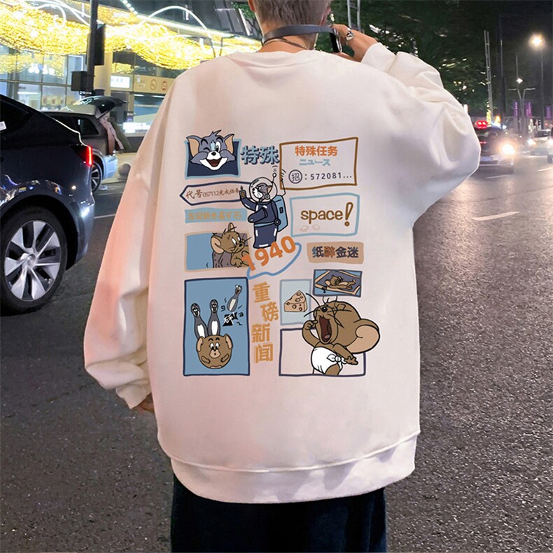 W391P35加绒45秋冬季卡通卫衣男潮牌美式宽松打底长袖,男装T恤,星座304A