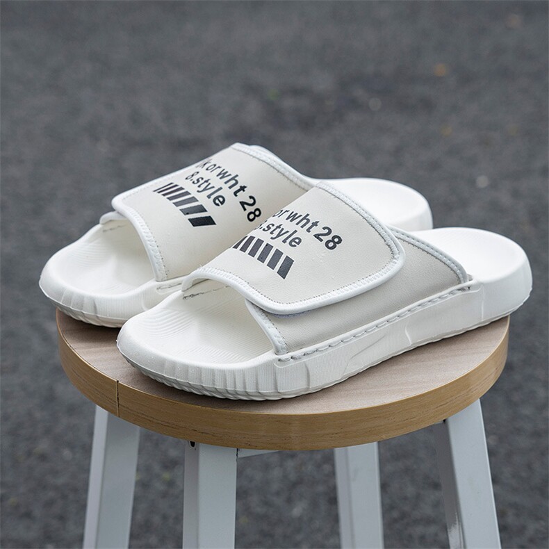 夏季新款男士拖鞋外穿一字拖凉鞋魔术贴真皮沙滩鞋男，男鞋拖鞋，电商A223