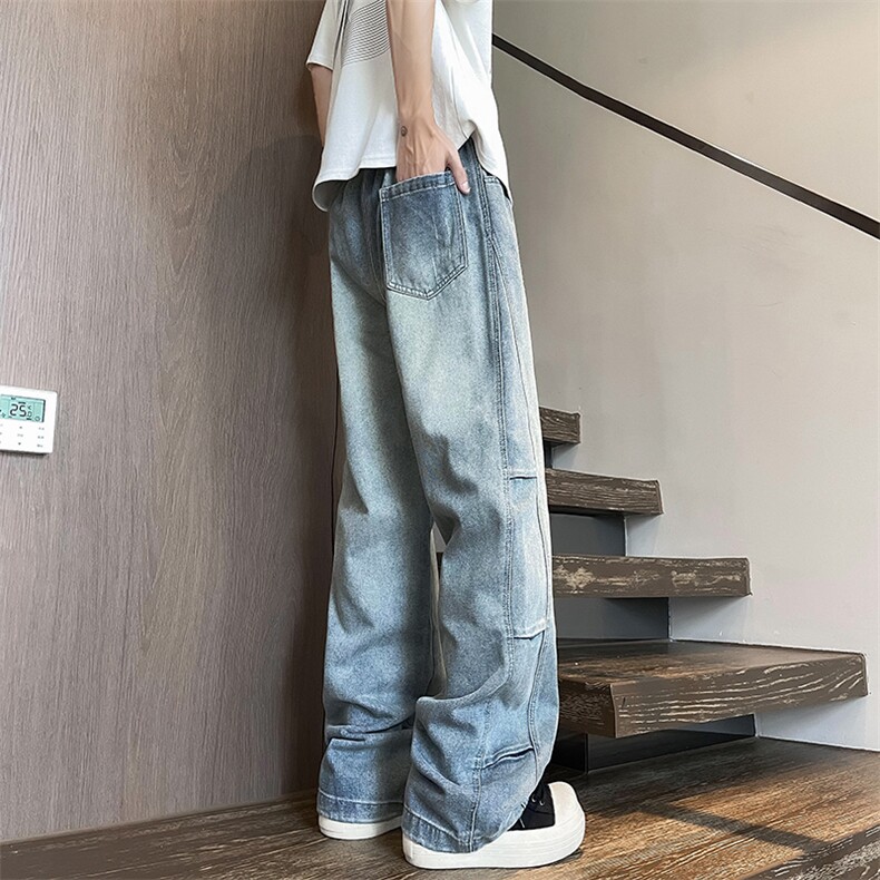 春秋夏季新款工装牛仔裤男款复古宽松百搭直筒裤图片