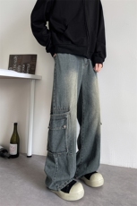 2026春季-A1429P55控88美式水洗工装牛仔裤男大口袋阔腿裤子，男装牛仔裤，电商B241