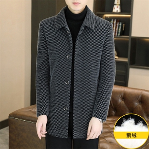 鹅绒内胆高品质毛呢大衣中长款加厚羽绒服外套上衣男D228P220图片