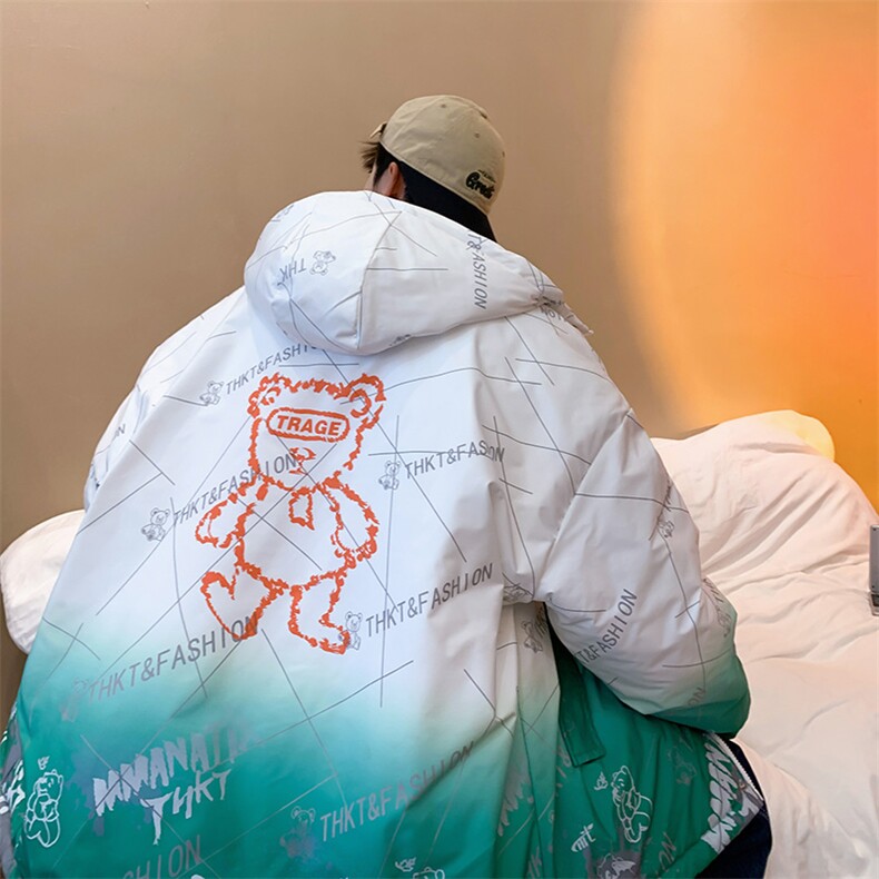 2025冬装港风渐变色棉衣男连帽棉服棉袄面包服外套3315-P90控138,男装棉衣,星座207
