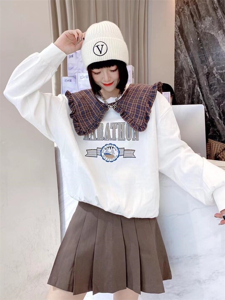 格子拼接卫衣，女装卫衣/绒衫，娟子依格