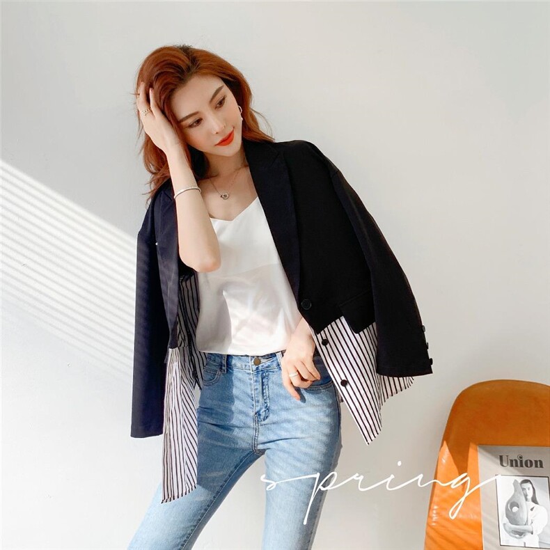 【现货】春季新款显瘦拼接款小西装，女装西装，主莱依