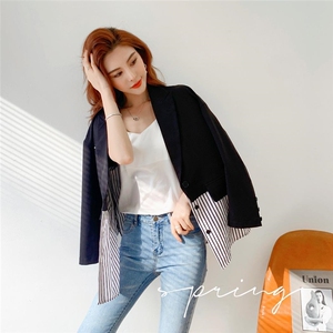 【现货】春季新款 显瘦拼接款小西装图片