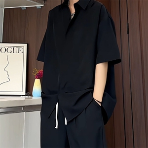 冰丝薄款凉感衬衫男夏季美式潮牌宽松cleanfit情侣款短袖衬衣外套图片
