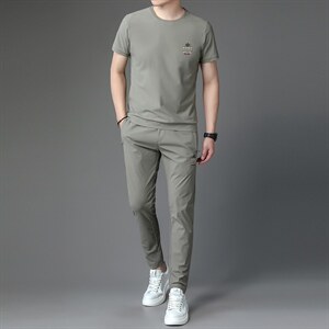 休闲运动服套装夏季2023年新款男装高端帅气潮流两件套衣服男图片