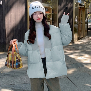 独特漂亮超好看v领短款羽绒服女冬2024年新款小众多巴胺黄色外套图片