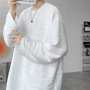 8XL-M 肌理感长袖T恤男宽松重磅上衣痞帅高级感内搭打底衫P45控68图片