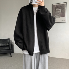 M-8XL春款纯色开衫毛衣宽松外套加肥加大码双拉链针织衫MY1503P78，男装针织衫/毛衣，电商B238