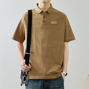 纯棉短袖t恤男士polo衫夏季薄款潮牌纯色休闲上衣服T恤高级感图片