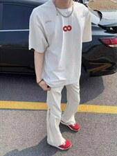 H1054-p30前后刺绣拉肩休闲宽松T恤男女同款，男装T恤，星座617A-2