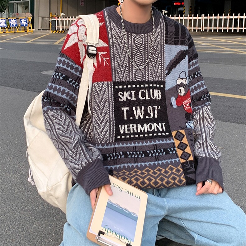 23秋冬新款圆领毛衣男针织衫学生宽松潮大码上衣外套控M3106-P80,男装针织衫/毛衣,电商A009A（原A058A）