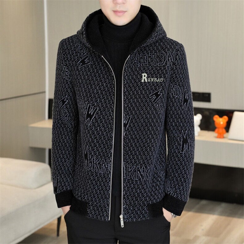 冬季新款毛呢大衣连帽加棉修身潮流商务休闲男士外套D37P155控238，男装毛呢大衣，电商B226-2（原B217-2）