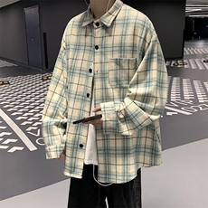 春秋潮牌ins港风复古休闲衬衣宽松格子衬衫男长袖外套W5747-P35，男装夹克，星座512-2