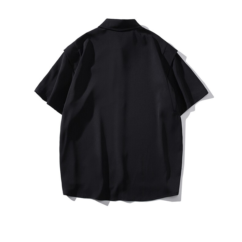 wassuphappy白色短袖衬衫男款夏季潮流高级感痞帅衬衣服休闲外套,男装T恤,电商D232