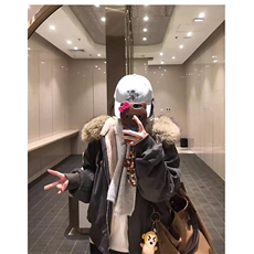 现货重磅boxy短款棉衣座山雕大毛毛领男女棉服水洗工装厚外套，男装棉衣，电商A486-1