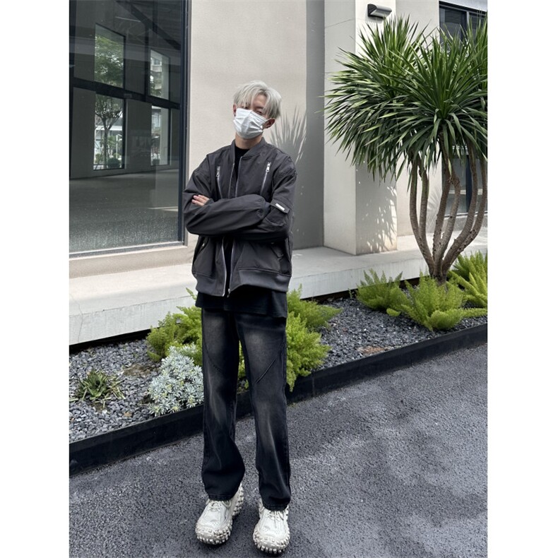 自家图，博主风cleanfit外套男短款撞色美式飞行员夹克JK2407-P95图片