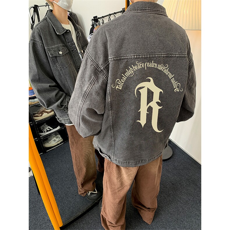 直播品质美式高街扎染印花复古水洗牛仔衣潮流夹克外套NZ08特65,男装夹克,电商A486